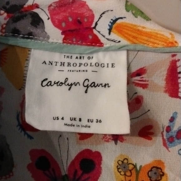 Anthropologie Silk Butterfly Button Up Shirt - Picture 3 of 3